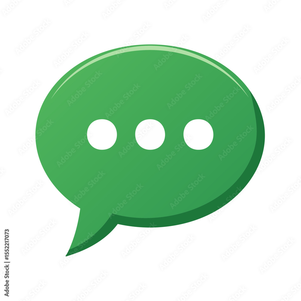 Poster green speech bubble illustration with ellipsis, indicating a message is loading or waiting to be typ