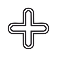 Obraz premium Simple White Plus Sign Graphic on Black Background for Addition Mathematics Icon Design