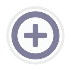 Obraz premium Purple plus sign icon inside a circle on white background for medical addition or mathematics sign