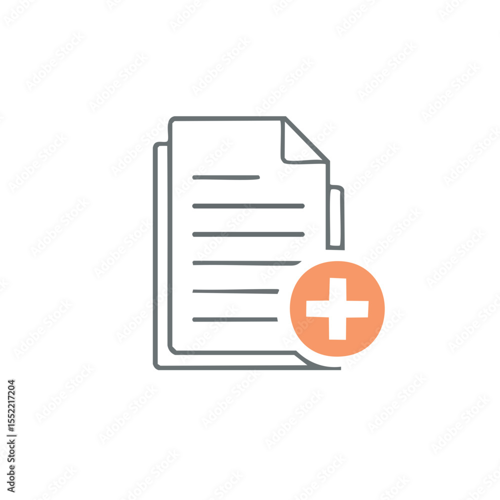 Poster documents and plus sign icon for add new file or document in flat line art