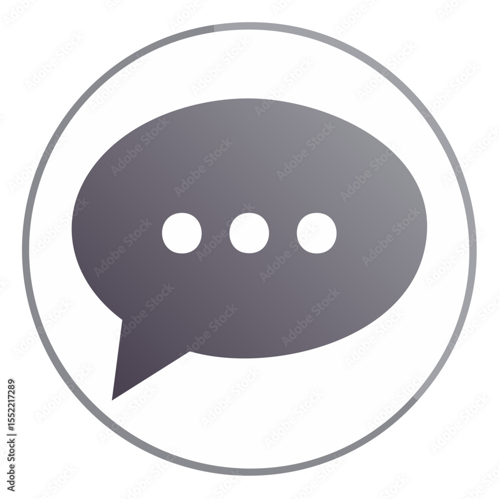 Poster grey speech bubble with three dots communication icon chat dialogue symbol