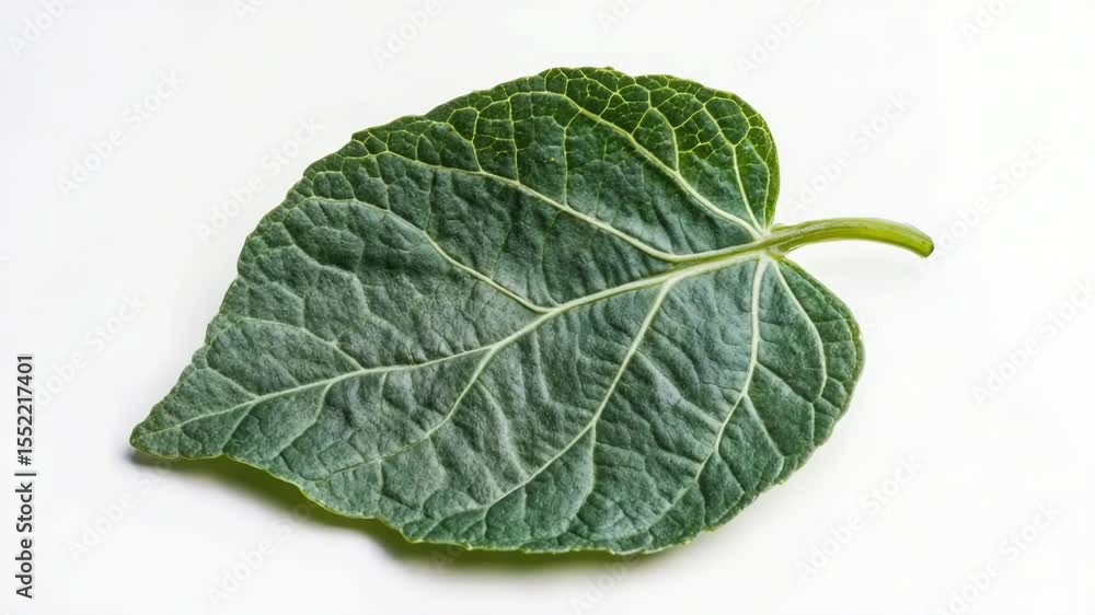 Poster a detailed view of a single leaf against a white background, suitable for use in designs and illustr