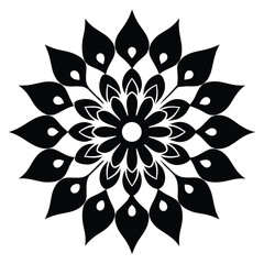 Elegant Black and White Mandala Design Intricate Floral Pattern for Art, Print, and Decor