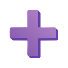 Obraz premium Isolated Purple Plus Sign Symbol with Shadow on Black Background for Addition or Health