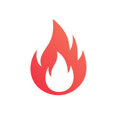 Vivid flame graphic illustration Red fiery gradient hot burn energy Glowing fire icon isolated on black background.
