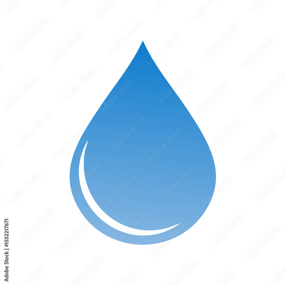 Aufkleber depiction of single blue gradient water drop with reflection against black background for use in cle