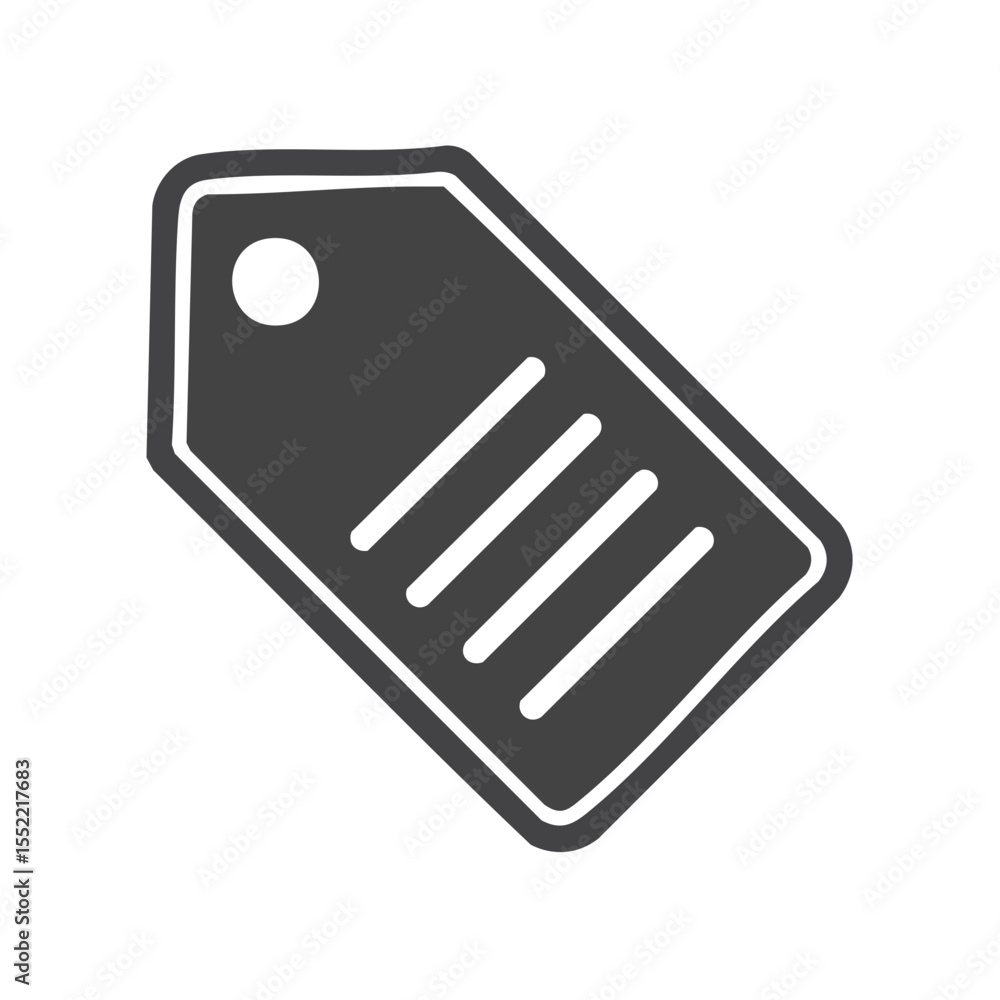 Poster retail tag with cut lines representing text or a list isolated on black for web design or print adve