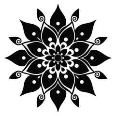 Elegant Black and White Mandala Design Intricate Floral Pattern for Art, Decor, and Meditation