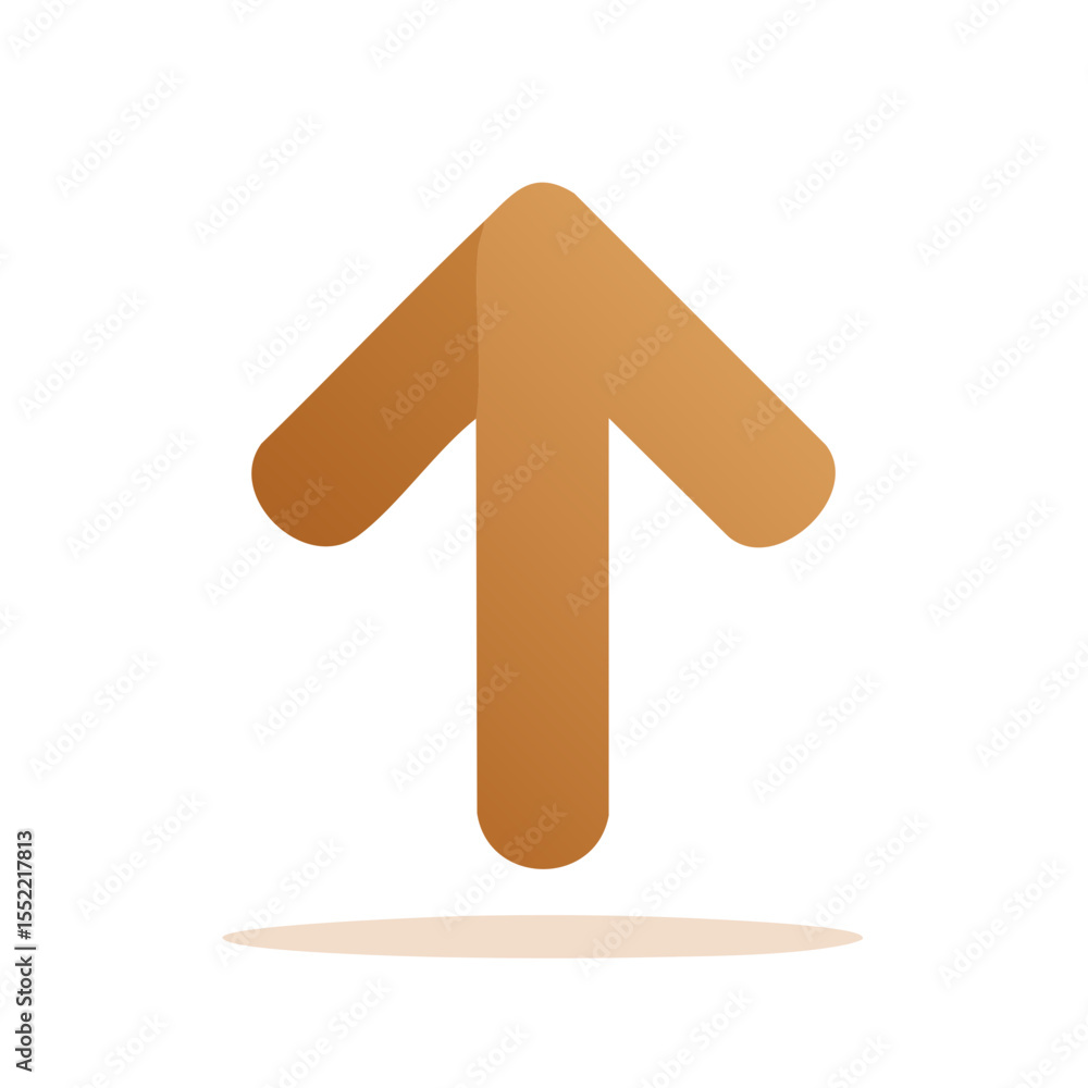 Poster stylized up arrow pointing directionally with shadow effect on black background icon for navigation 