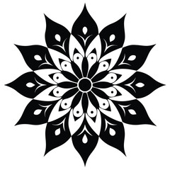 Intricate Black and White Mandala Design  Elegant Floral Pattern for Art, Print, and Decor