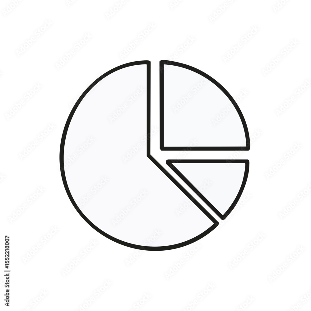 Poster pie chart graphic representation with different slices isolated on black background