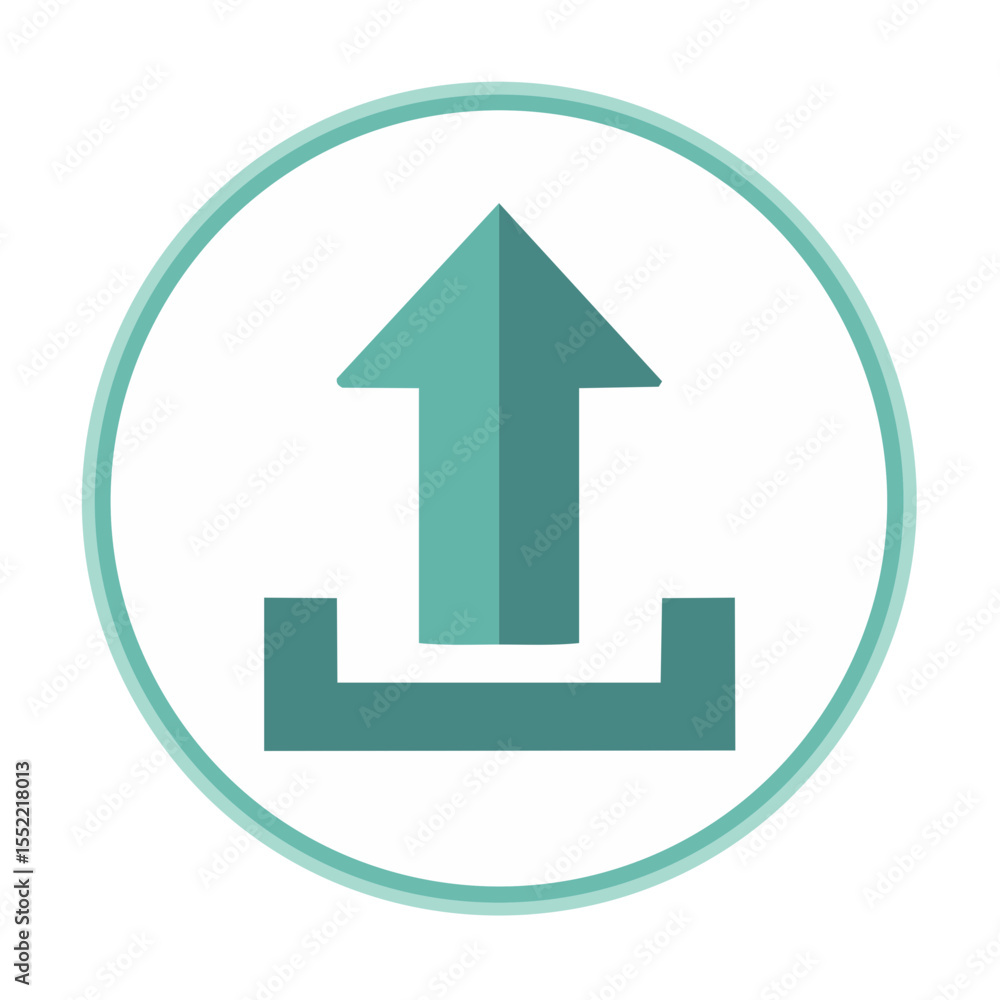 Poster mint green upload icon in circle frame for website app mobile ui design concept