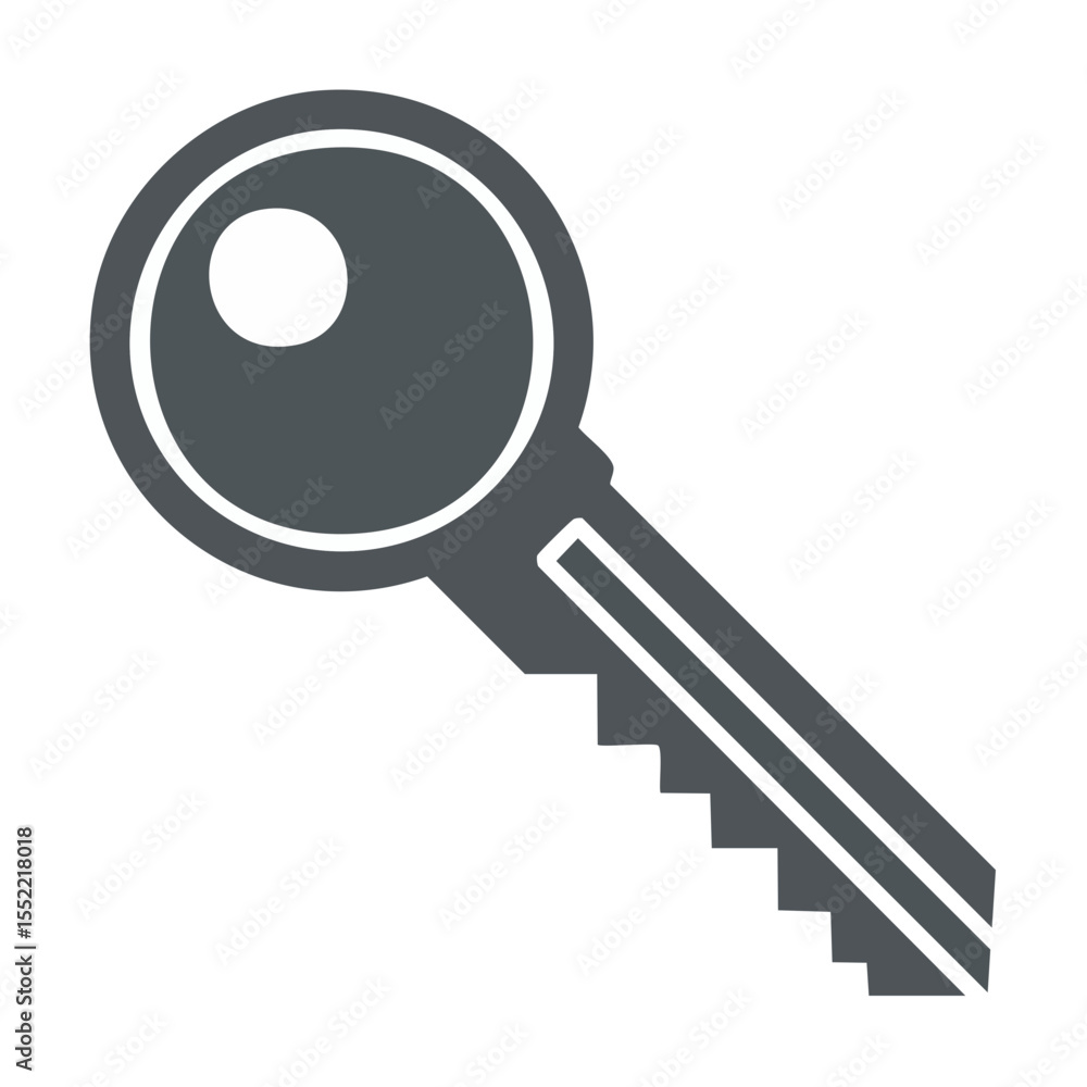 Poster simple gray key illustration isolated on black for security or safety concepts minimalist vector des