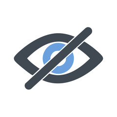 Obscured eye graphic icon symbolizing privacy protection or censorship concerns with a blocked visibility symbol on a black background