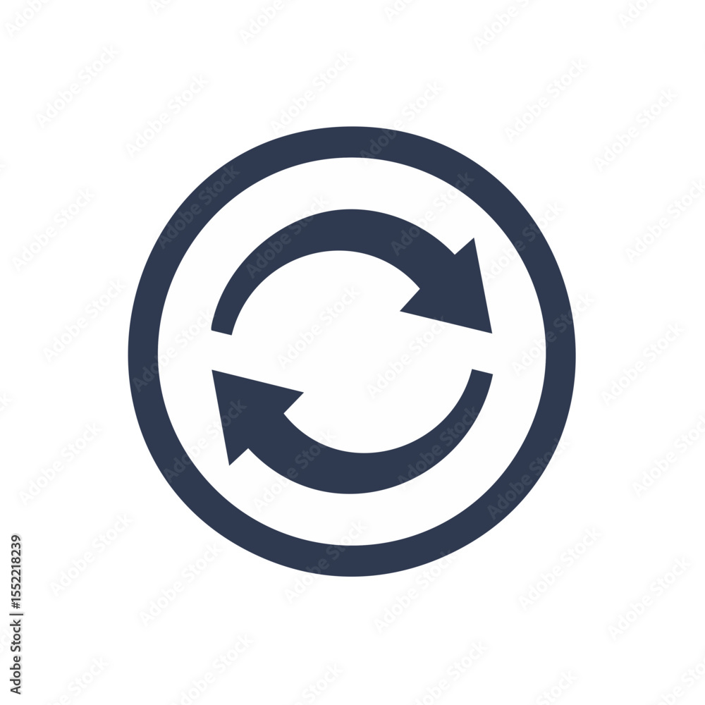 Poster circular arrows representing refresh, reload, cycle or recycle symbol