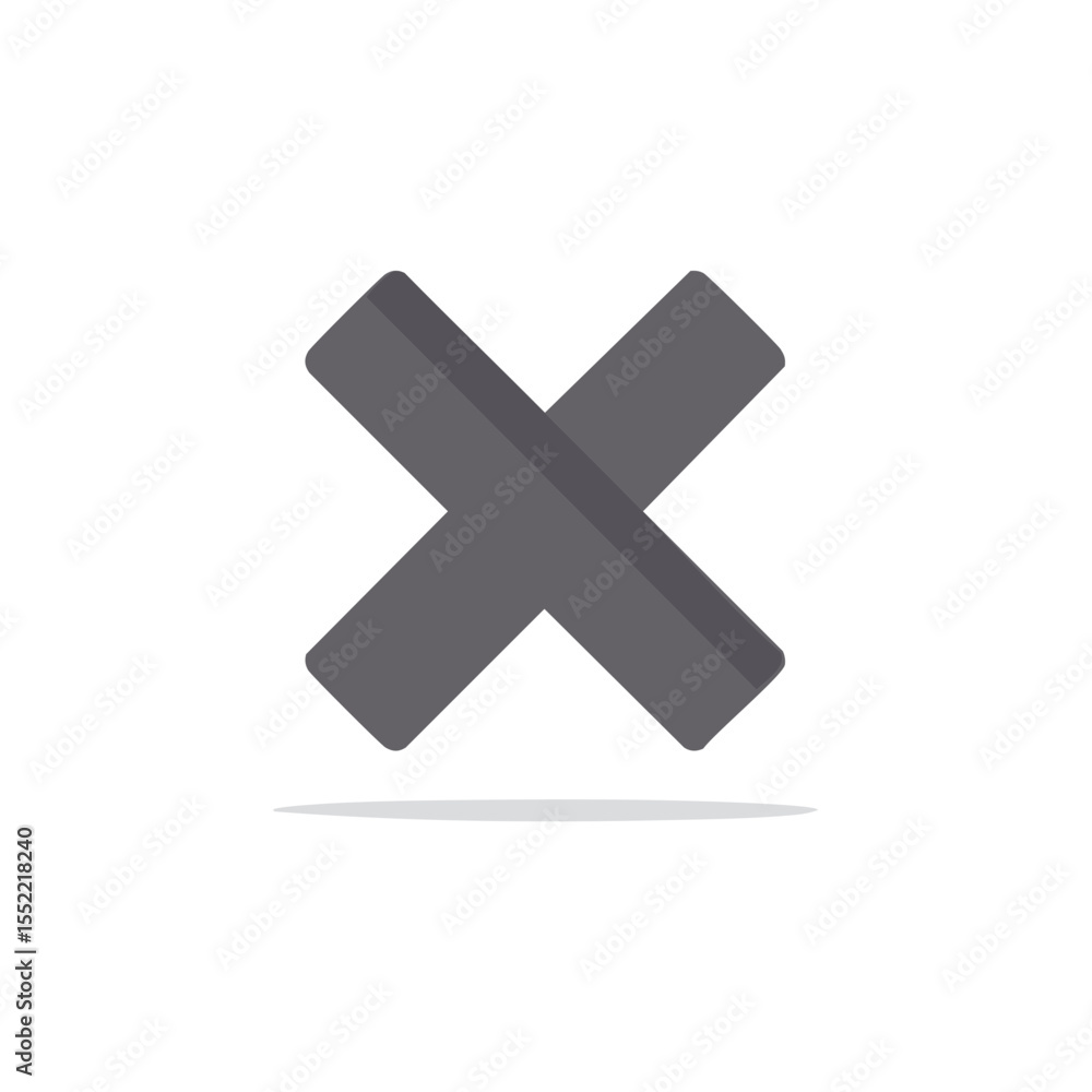 Poster error message icon gray x symbol on black background for user interface design
