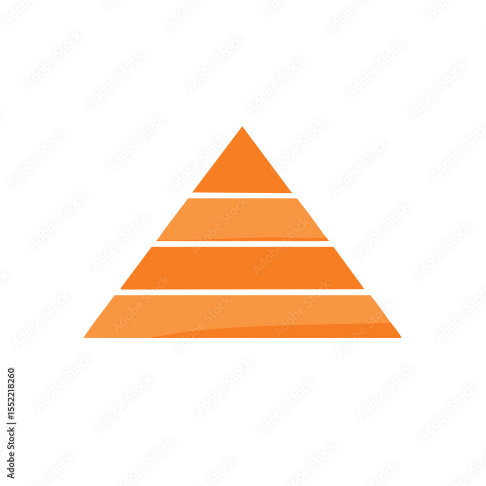 Poster orange layered pyramid on black background with hierarchy levels visualization