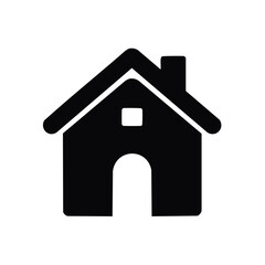 Home Icon Black and White Simple House Graphic Isolated on Solid Background