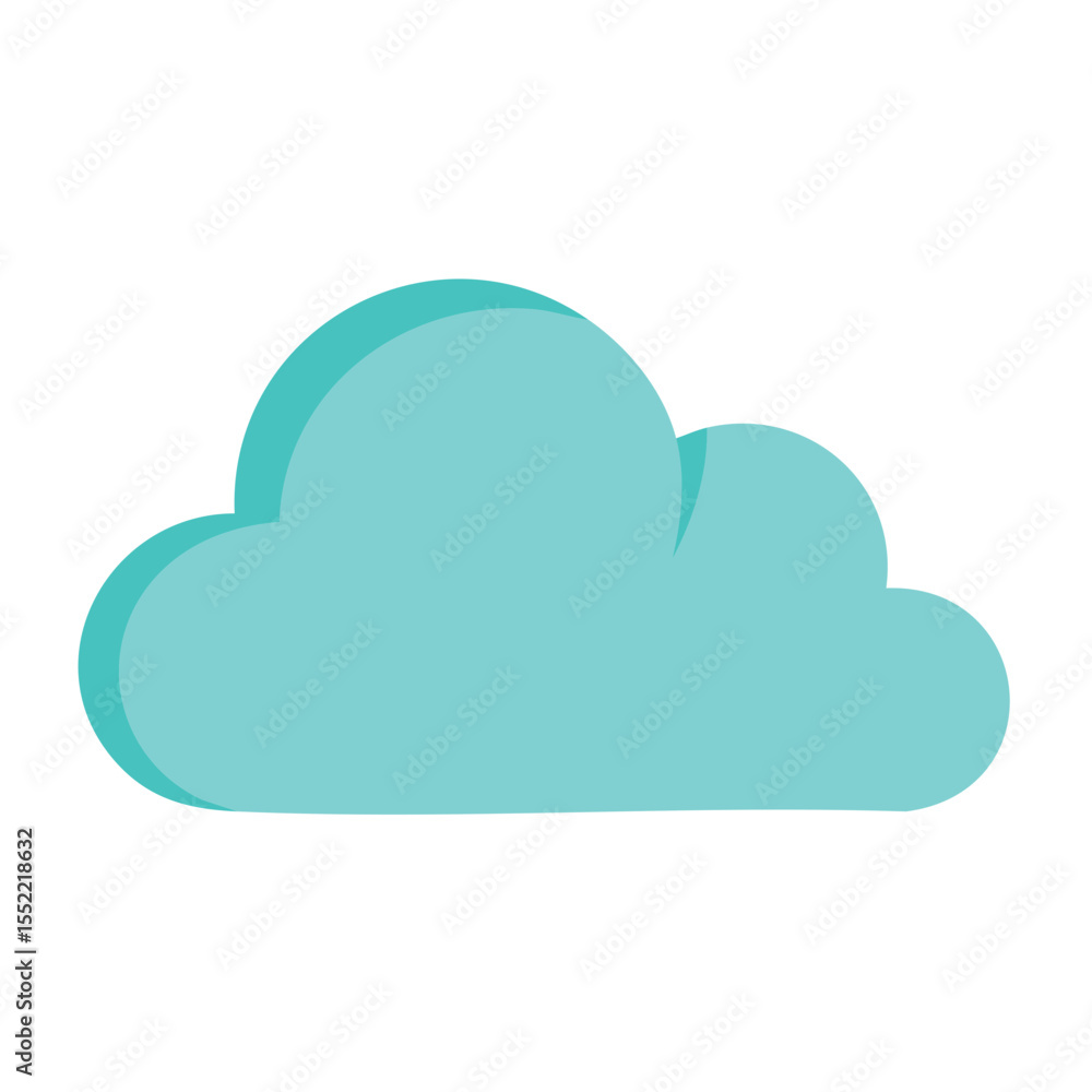Poster simple vector cloud illustration in light blue color with a shadow for weather forecast or graphic d