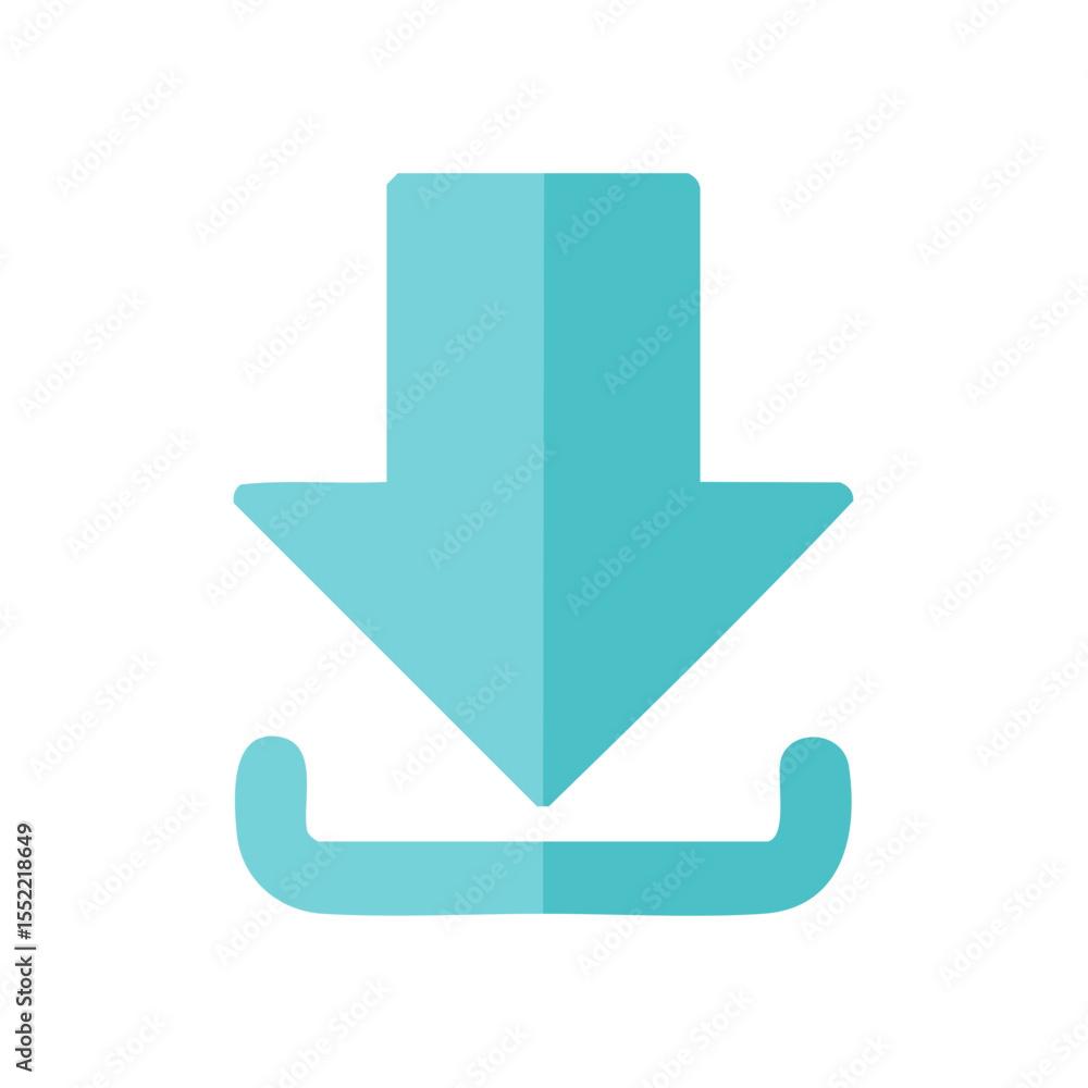 Poster turquoise download icon symbol illustration representing data transfer loading and saving informatio