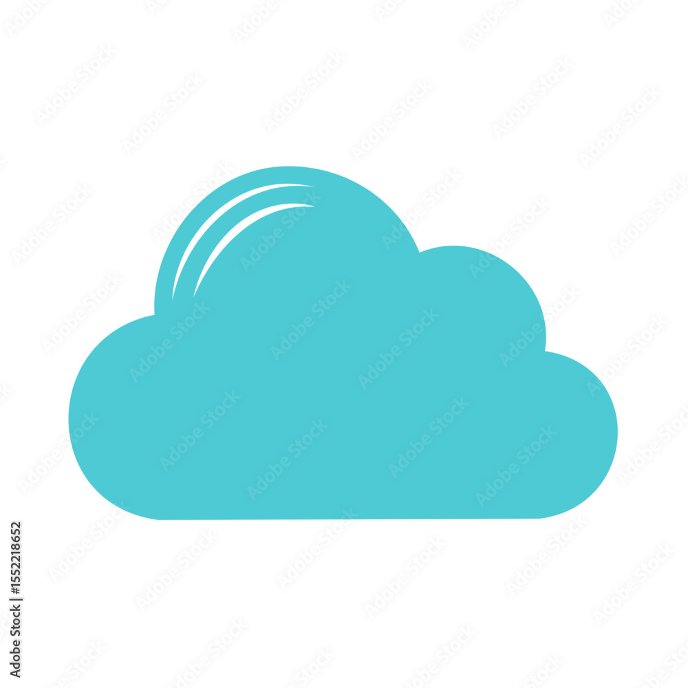Poster turquoise cloud icon with white lines on black background minimalist weather forecast app symbol dig