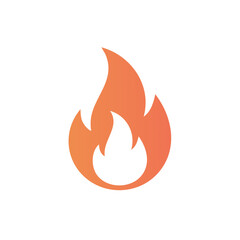 Single stylized orange flame graphic on black background for designs and illustrations