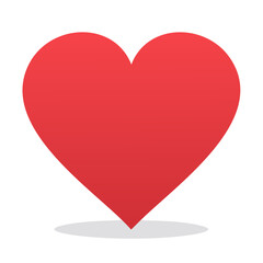 Red Heart Icon with Pin Shape and Soft Shadow Represents Love and Affection with Simple Design