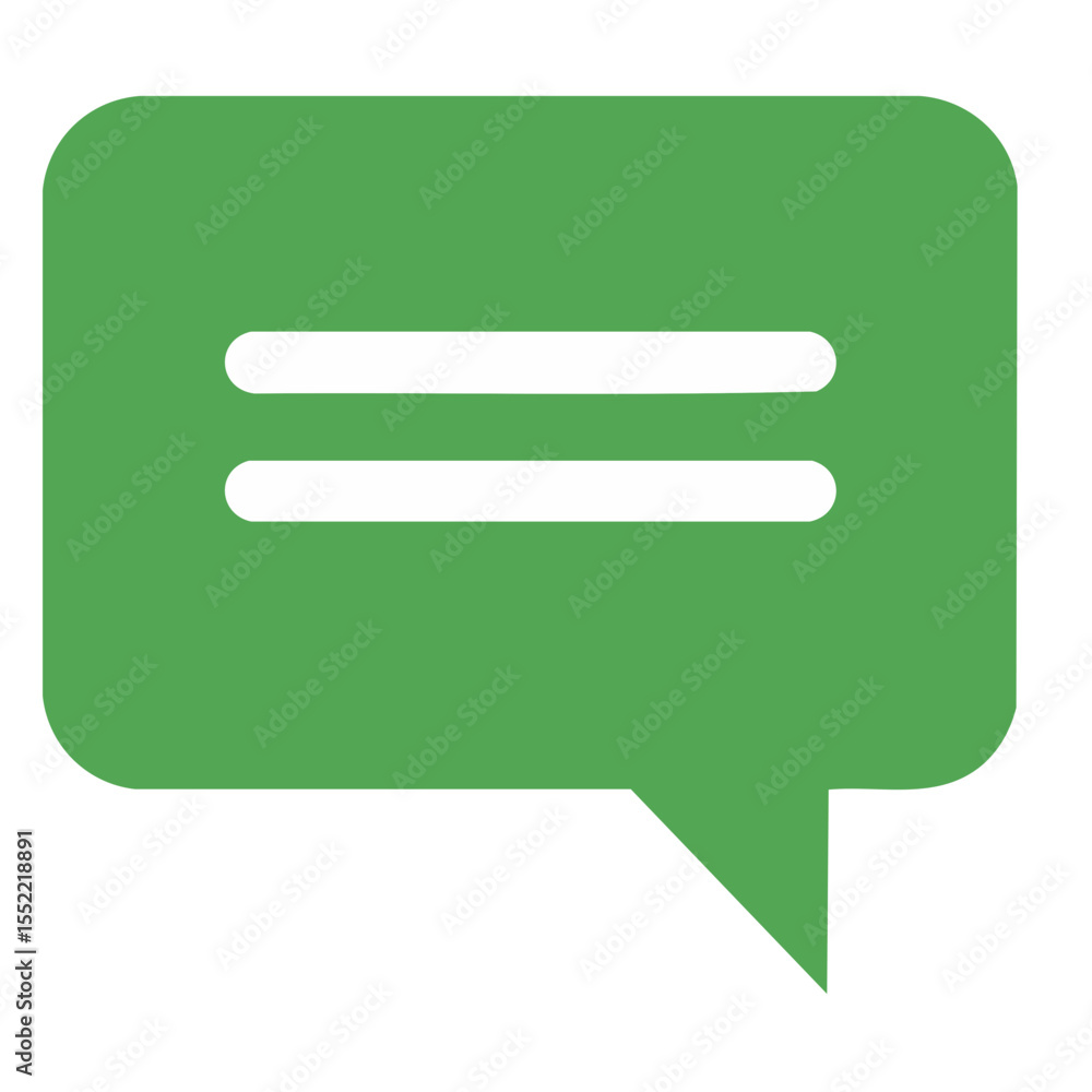 Poster green chat bubble with two white lines for text message dialogs