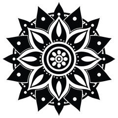 Elegant Black and White Mandala Design Intricate Floral Pattern for Art, Print, and Decoration