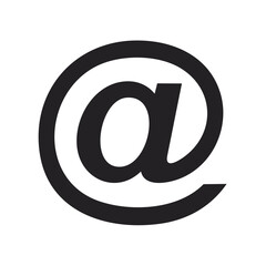 Obraz premium Simple graphic of at symbol for email address representation, dark gray on black background, contact