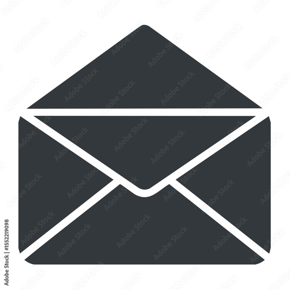 Poster dark gray envelope vector icon for email message, letter sending and communication design