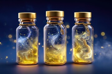 Fantasy Bottles with Glowing Magic