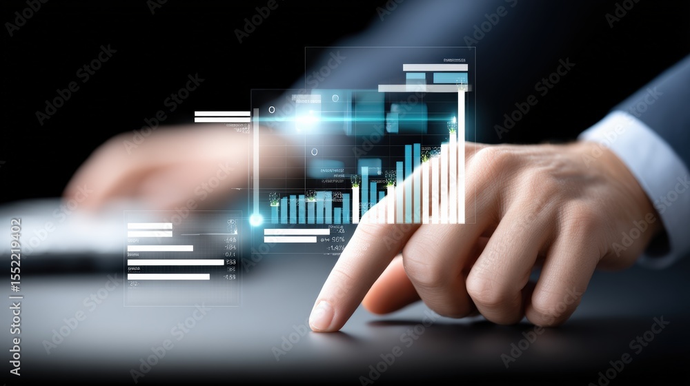 Aufkleber data analysis action with business insights modern office digital interface professional environment