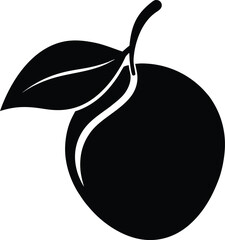Silhouette of a Plum A Simple, Elegant Vector Illustration of Fresh Fruit
