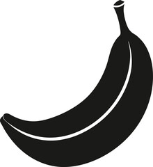 Single Banana Silhouette Simple Black and White Vector Illustration of a Curved Banana Fruit