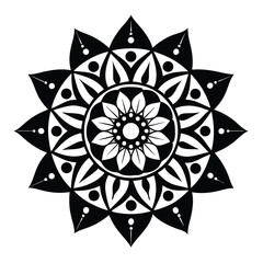 Intricate Black and White Mandala Design  Elegant Floral Pattern for Art, Tattoo, or Decor