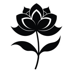 Elegant Black and White Floral Illustration Stylized Flower Design for Art, Print, and Decoration