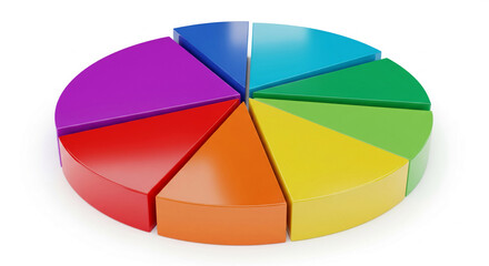 Fototapeta premium Colorful segmented circle graphic, representing data, statistics, or market share visualization suitable for presentations or reports