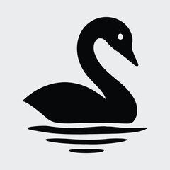 Silhouette elegant swan floating gracefully on water surface Vector illustration