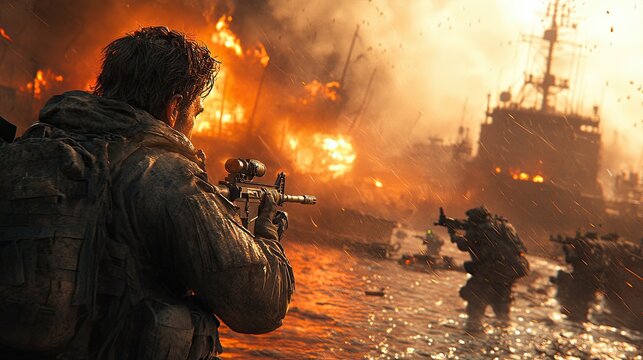  Close-quarters combat breaks out in storm-damaged port as soldiers repel ambush from hidden shooters
