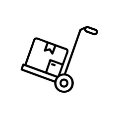 Outline of a hand truck carrying a cardboard box on a background vector graphic handtruck