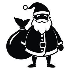 Silhouette of Santa Claus with Bag Delivering Gifts, Festive Holiday Graphic