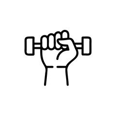 Handdrawn Outline of a Hand Gripping a Dumbbell on Background Labour Concept holding