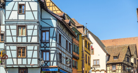 the colorful medieval house in Riquewihr, Alsace, France, winery
