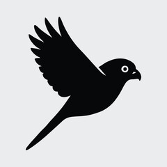 Silhouette falcon soaring simple stylized bird animal wildlife Vector illustration