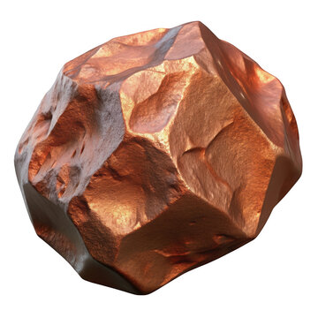 Metallic copper rock isolated on black