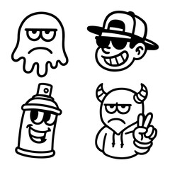 Unique and high quality Hand-drawn vector graffiti illustrations. Graffiti cartoons, doodles. Perfect for apparel prints, posters, and stickers.