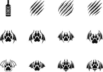 Halloween Themed Vector Graphics Featuring Scratches, Bat Wings and Spider Webs