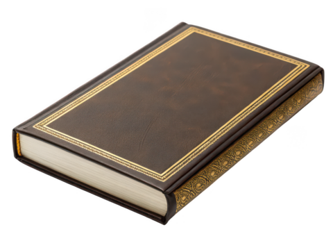 Closed brown book png hardcover book png reading book png vintage book png leather-bound book png isolated book png transparent background image