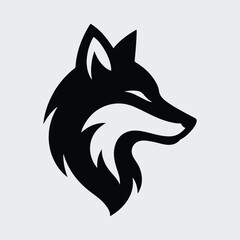 Silhouette fox head minimalist logo wild animal Vector illustration